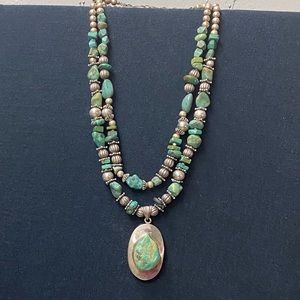 Artisan double strand turquoise necklace